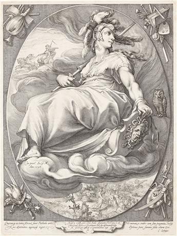 HENDRICK GOLTZIUS Three Goddesses Seated in the Clouds.
